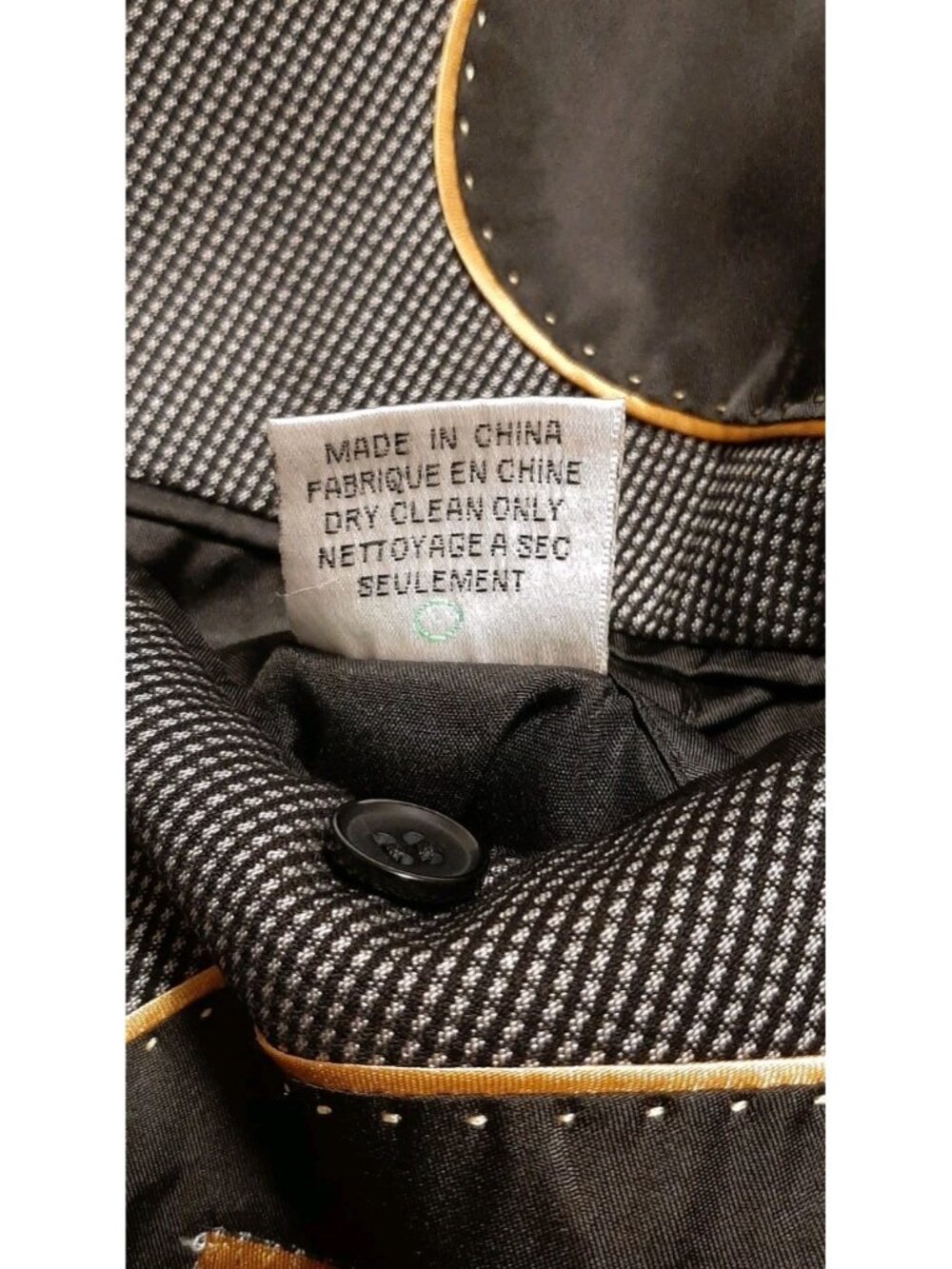 I Italian Soft Mens Suit Jacket 48R Black & Gray Pinpoint Pattern - Picture 11 of 13